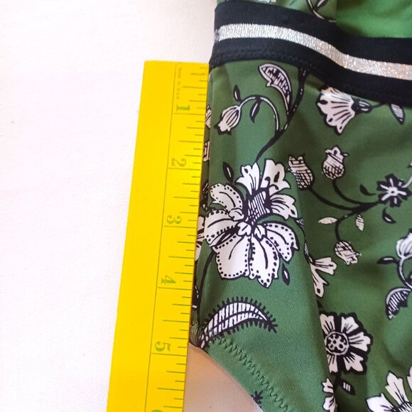 Floral Green One-Piece Swimsuit With Cutouts & Black/Gold Striped Accents - Picture 6 of 10